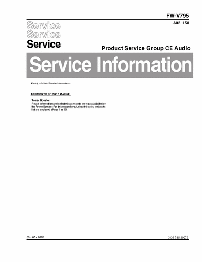 Philips FW-V795 Service Information Prod. Serv. Group CE Audio A02-158 (30-05-2002) - pag. 11